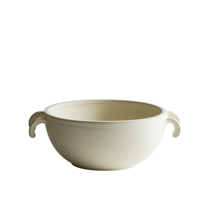 Slek Minimalist Ceramic Soup Bowl with Handles - 24oz Matte Porcelain Salad Bowls for Kitchen, Microwave & Dishwasher Safe