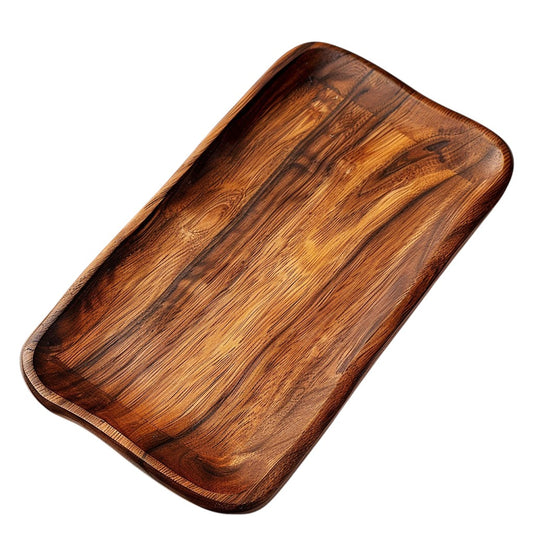 Slek Natural Acacia Wood Serving Tray - Rectangle Wooden Ottoman Tray for Coffee Table, Tea, and Food Platter